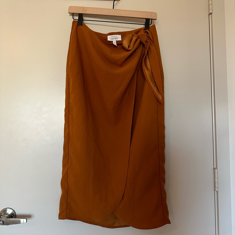 Other Stories Midi Wrap Skirt Burnt Orange - Picture 8 of 10